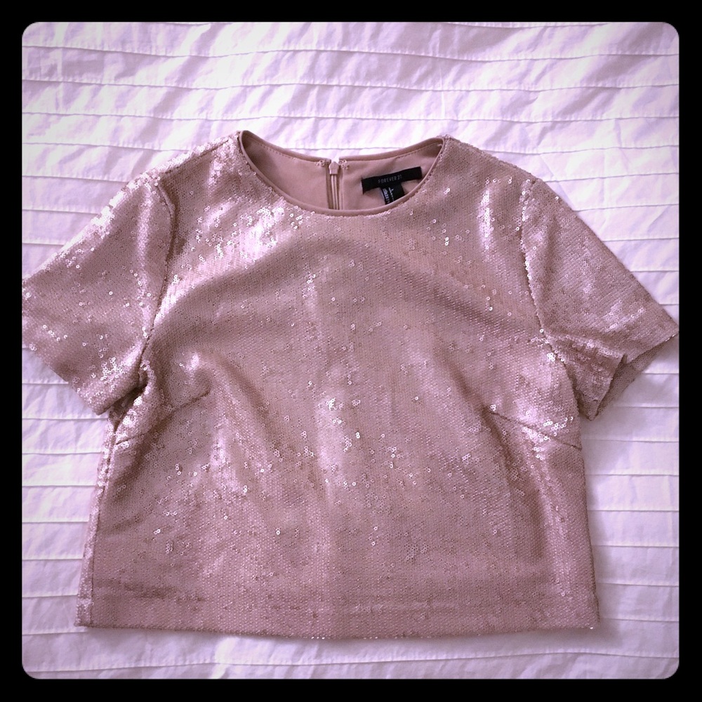 Gold sequin crop top
